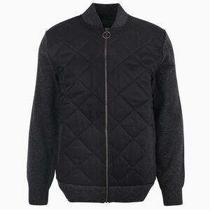 Barbour Essential Box Quilt Zip Thru Jacket Wool/Cotton Blend Large in Charcoal